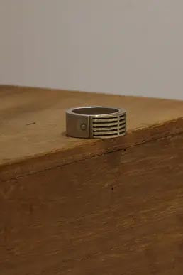 Parts of Four Sistema System Series I Basic Modular Combination Ring 1301-3-DA+PA+MR 9mm Dirty Sterling Silver+Polished Sterling Silver+Matte Brass PPOF30